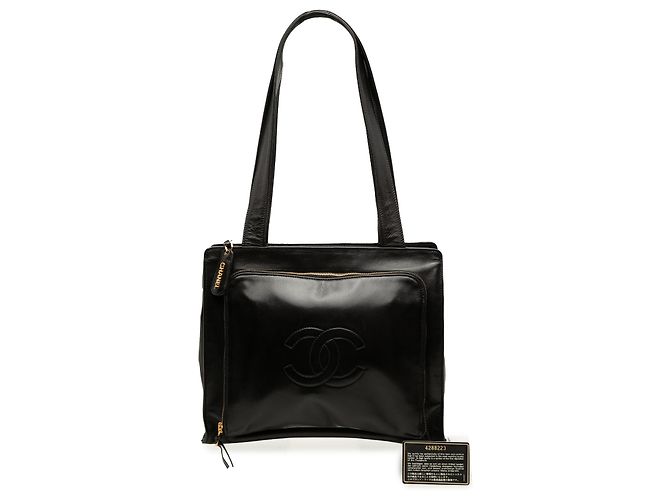 Tote Chanel Black CC Lambskin Front Zip Pocket Nero - vista 7