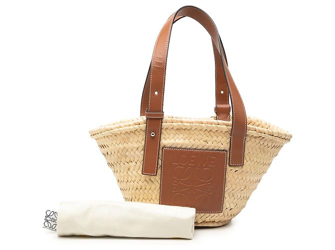 LOEWE Beige Small Raffia Anagram Basket Tote - Ansicht 7