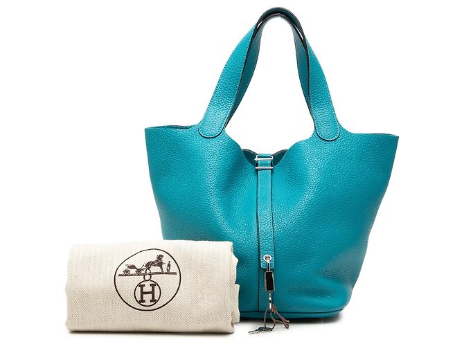 Hermès Blue Clemence Picotin Lock 22 Turchese - vista 8