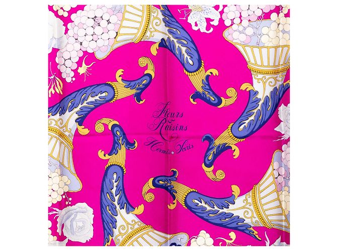 Hermès Seidentuch Pink Fleurs et Raisins 90 - Ansicht 6