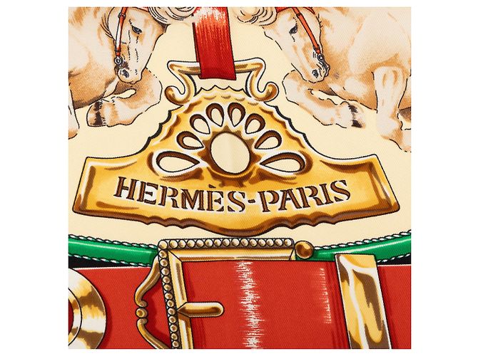 Lenço de seda Hermès Yellow Chevaux de Trait 90 Amarelo - vista 3