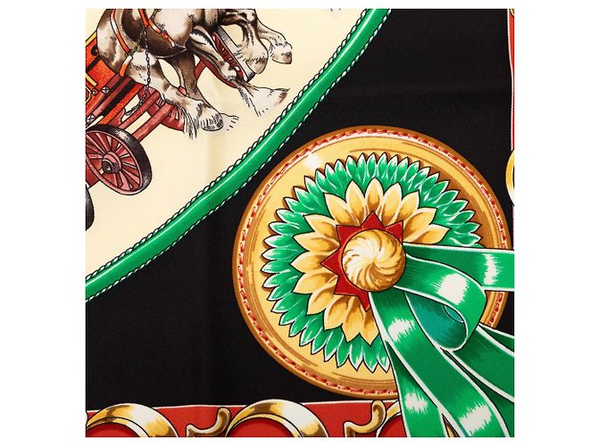 Lenço de seda Hermès Yellow Chevaux de Trait 90 Amarelo - vista 7