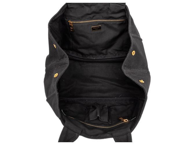Prada Black Large Canvas Canapa Logo Tote Schwarz - Ansicht 4