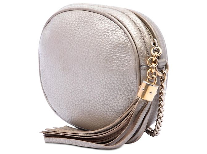 Gucci Borsa a tracolla Soho con catena in pelle di vitello granulata metallizzata oro mini - vista 2