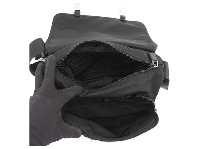Borsa a tracolla in nylon e pelle Prada Nero - vista 4