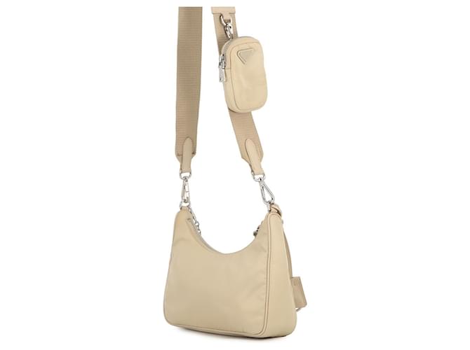 Borsa a tracolla Prada Re-Edition 2005 Re-Nylon Beige - vista 2