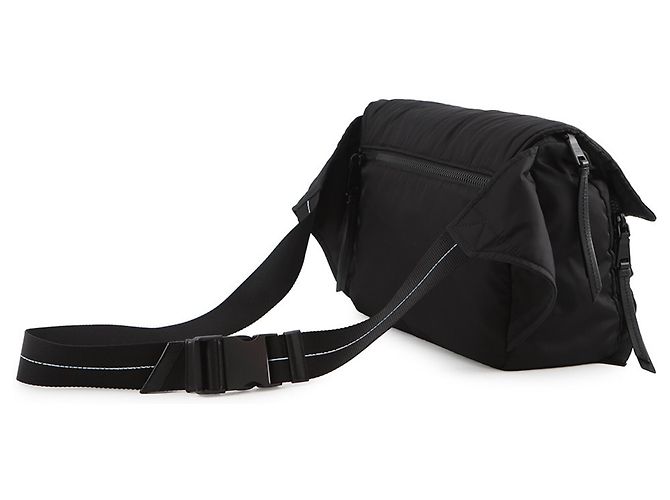 Borsa a tracolla in nylon nero e pelle Prada - vista 2