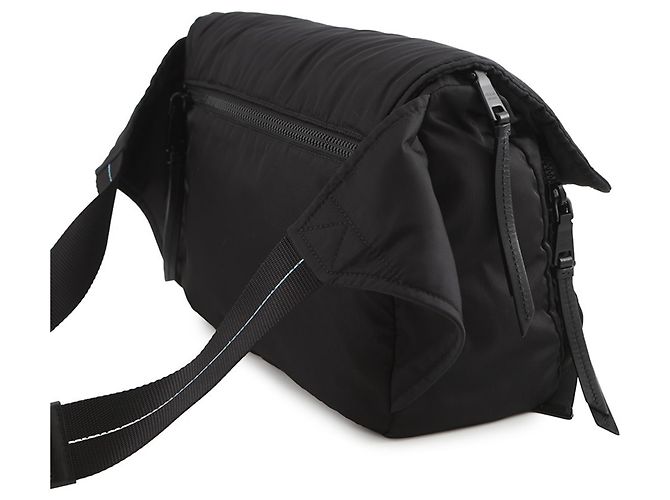 Borsa a tracolla in nylon nero e pelle Prada - vista 3