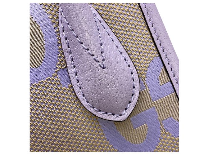 Mini borsa tote Gucci Jumbo GG Canvas Beige Porpora - vista 10