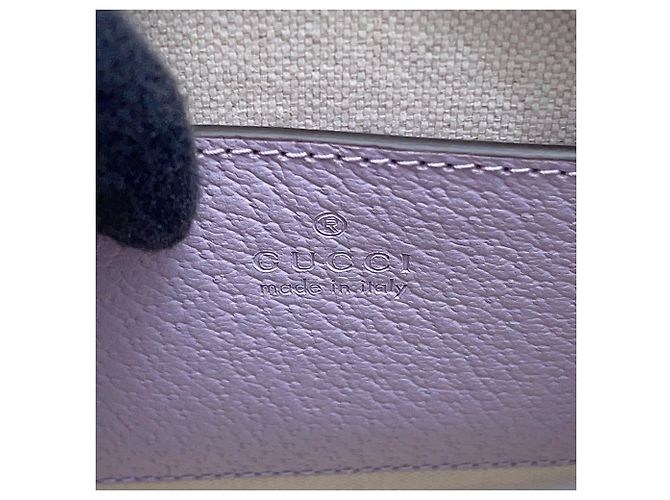 Mini borsa tote Gucci Jumbo GG Canvas Beige Porpora - vista 17