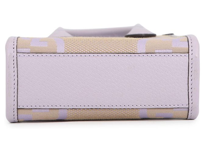 Mini borsa tote Gucci Jumbo GG Canvas Beige Porpora - vista 3