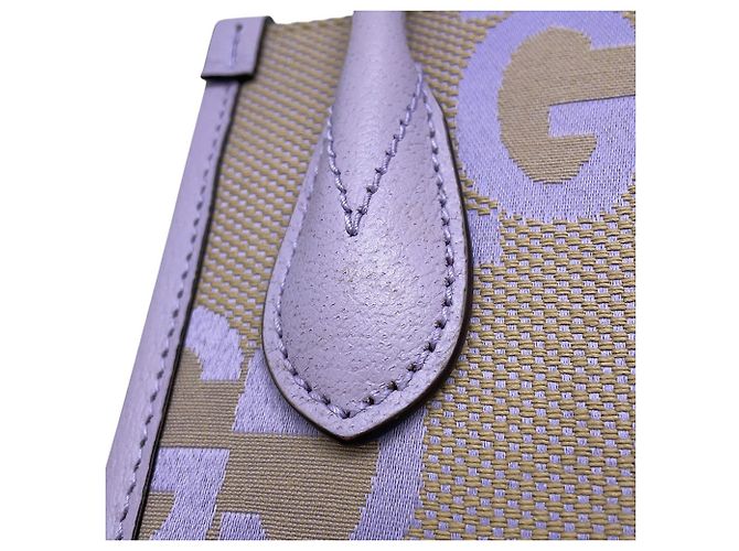 Mini borsa tote Gucci Jumbo GG Canvas Beige Porpora - vista 9