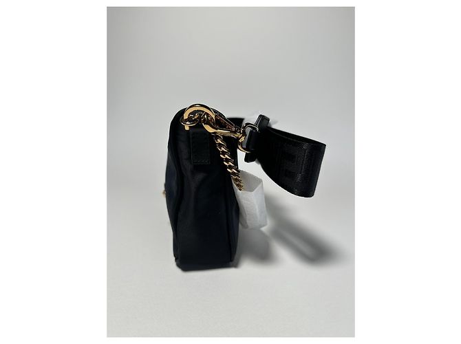 Borsa Hobo Versace Medusa Nera in Tessuto Tecnico Nero - vista 14