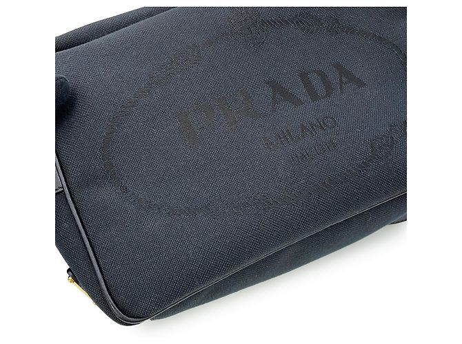 Borsa a tracolla Prada nera in pelle e tela Nero - vista 6