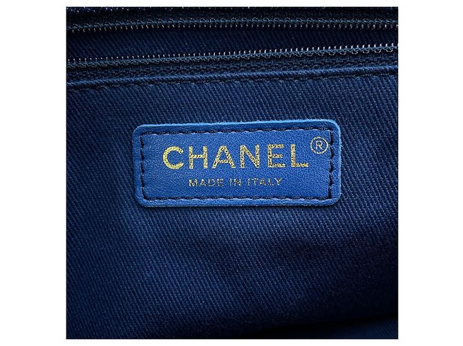 Borsa a Spalla Chanel Denim Chain Blu - vista 14