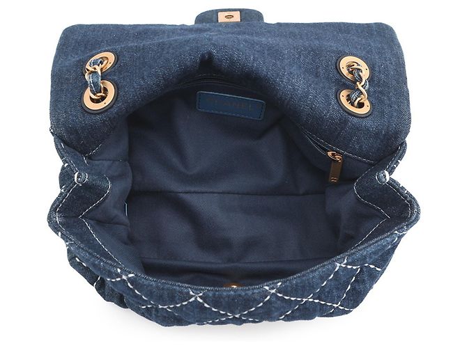 Borsa a Spalla Chanel Denim Chain Blu - vista 6