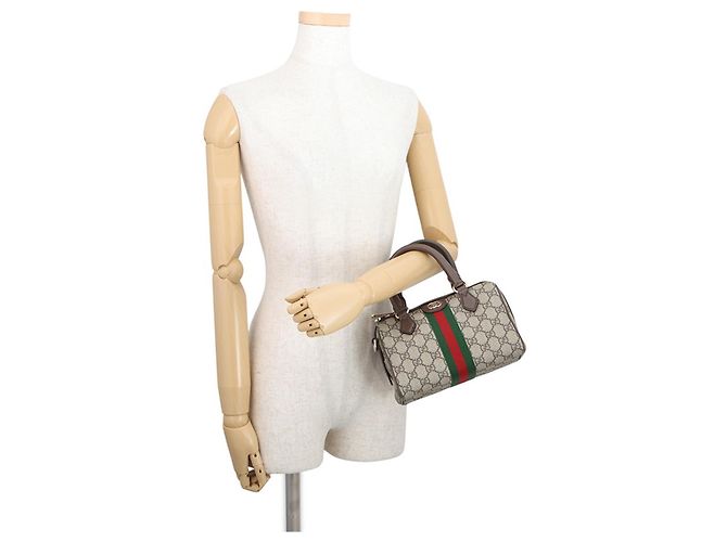 Borsa Boston Ophidia Gucci Marrone Beige - vista 4