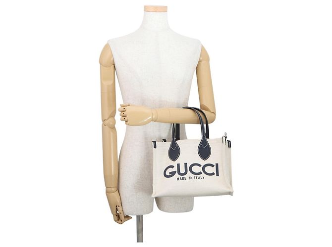 Borsa Gucci Print Mini Tote Bag Beige Blu navy - vista 4