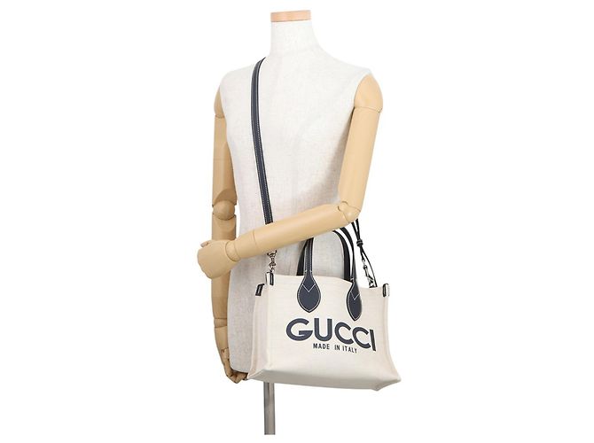 Borsa Gucci Print Mini Tote Bag Beige Blu navy - vista 5