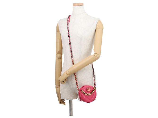 Borsa a tracolla con catena in agnello rosa Chanel - vista 4
