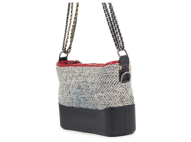 Bolsa de ombro Chanel Gabrielle Medium Hobo em tweed Branco Vermelho Azul marinho - vista 2