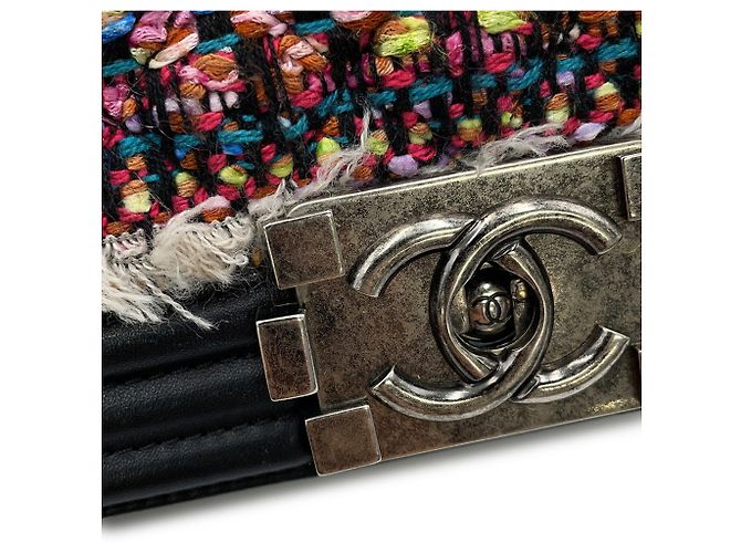 Boy Borsa a Spalla Chanel Black Matelassé Chain Nero Multicolore - vista 12