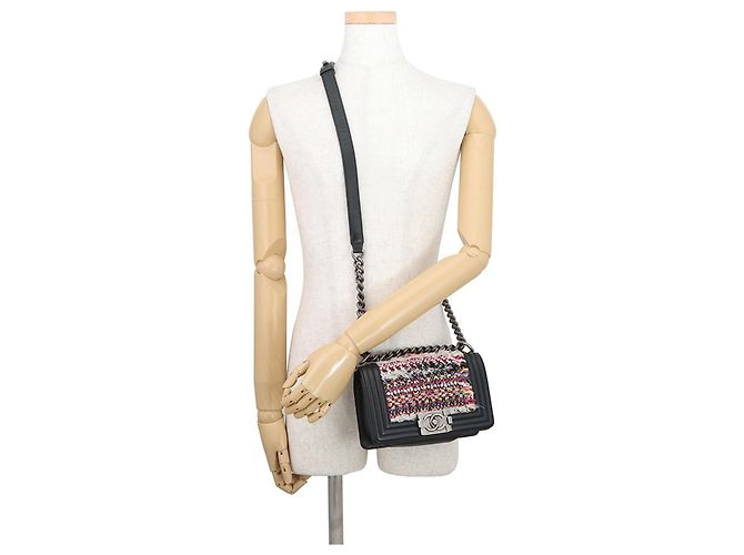 Boy Borsa a Spalla Chanel Black Matelassé Chain Nero Multicolore - vista 5