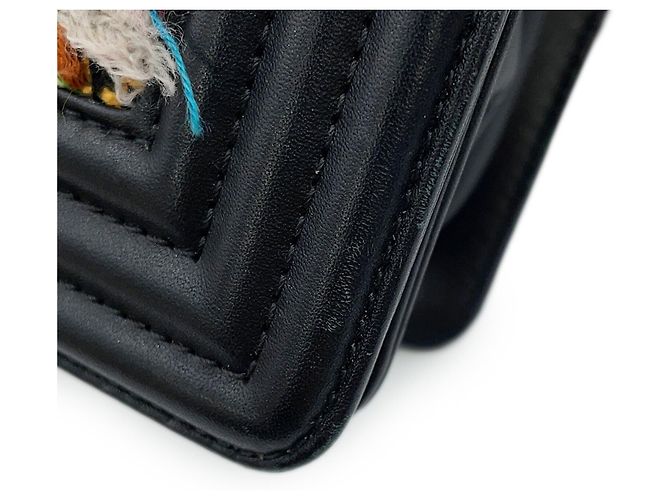 Boy Borsa a Spalla Chanel Black Matelassé Chain Nero Multicolore - vista 9