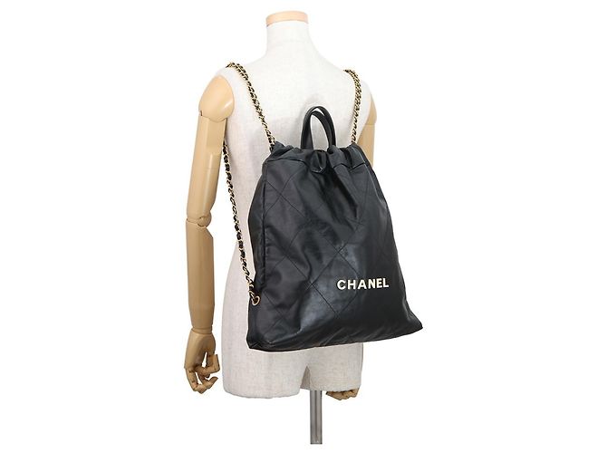 Borsa Chanel Large in pelle di vitello nera Nero - vista 4