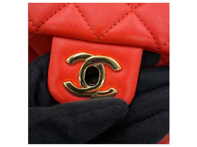 Zaino Chanel Matelassé in agnello arancione scuro - vista 10