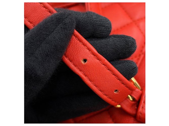Zaino Chanel Matelassé in agnello arancione scuro - vista 12