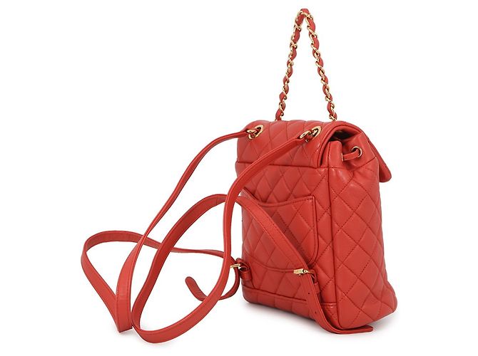 Zaino Chanel Matelassé in agnello arancione scuro - vista 2