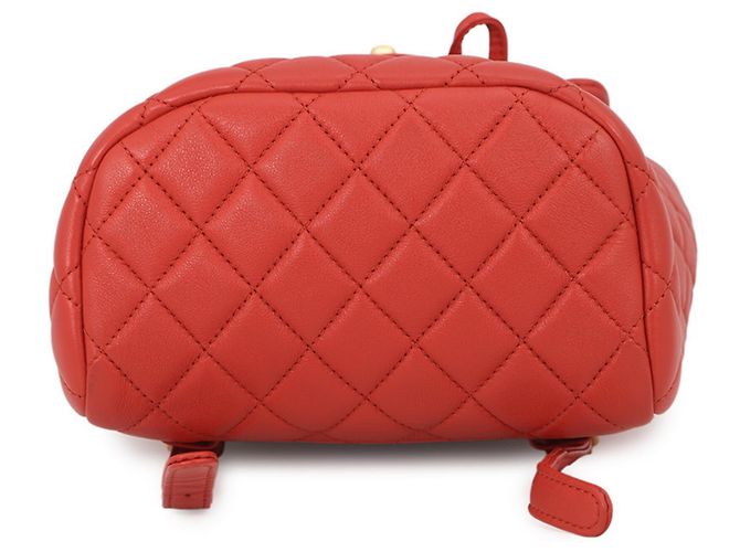Zaino Chanel Matelassé in agnello arancione scuro - vista 3