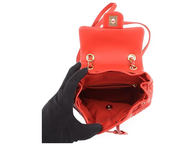 Zaino Chanel Matelassé in agnello arancione scuro - vista 5
