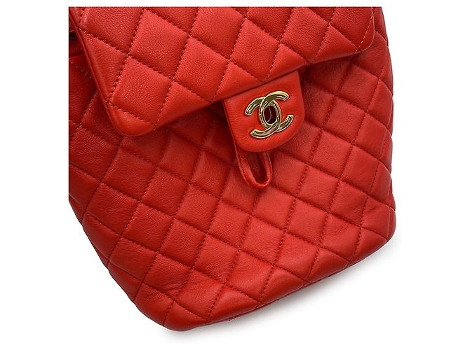 Zaino Chanel Matelassé in agnello arancione scuro - vista 6
