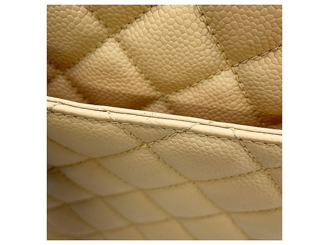 Borsa Chanel in pelle di vitello granulata beige - vista 10