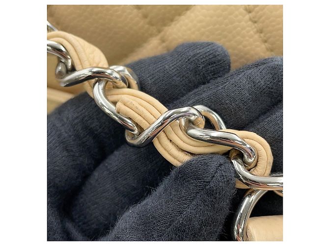 Borsa Chanel in pelle di vitello granulata beige - vista 14