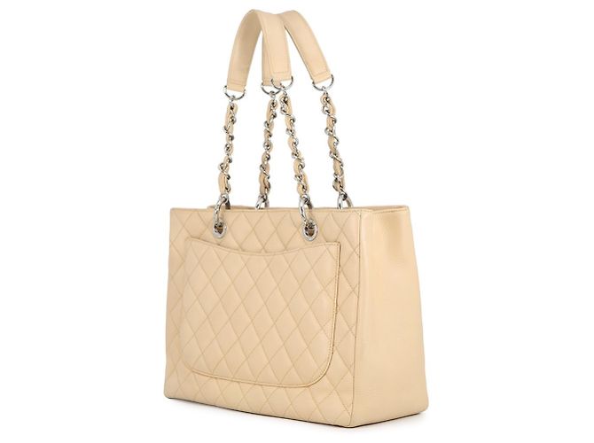 Borsa Chanel in pelle di vitello granulata beige - vista 2