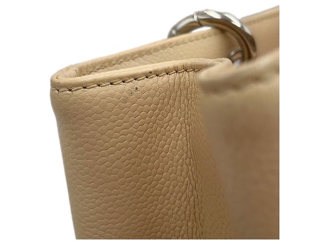 Borsa Chanel in pelle di vitello granulata beige - vista 6