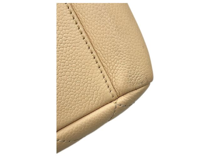 Borsa Chanel in pelle di vitello granulata beige - vista 8