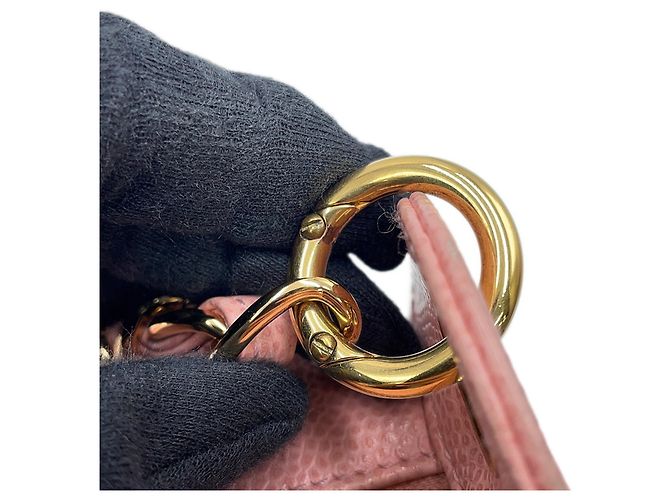 Borsa a tracolla con catena in pelle di vitello martellata rosa Chanel - vista 13