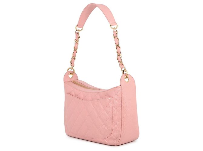 Borsa a tracolla con catena in pelle di vitello martellata rosa Chanel - vista 2
