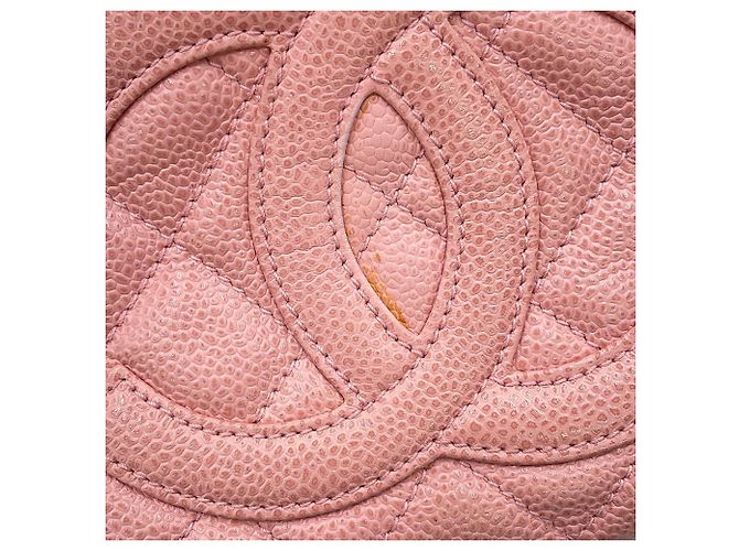 Borsa a tracolla con catena in pelle di vitello martellata rosa Chanel - vista 7