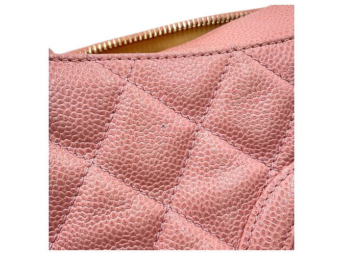 Borsa a tracolla con catena in pelle di vitello martellata rosa Chanel - vista 8