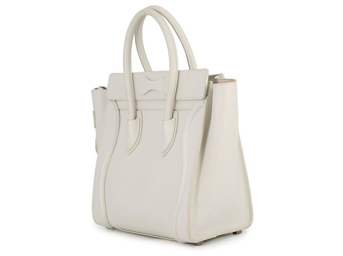 Céline Borsa Celine Luggage Micro Shopper Bianco - vista 2