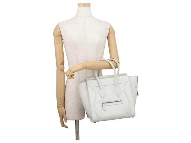 Céline Borsa Celine Luggage Micro Shopper Bianco - vista 4