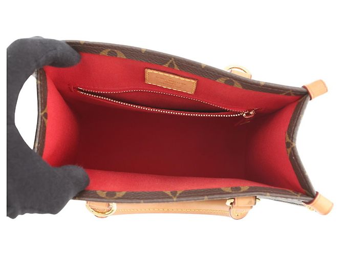 Borsa Louis Vuitton Monogram Sac Plat BB M46265 Marrone Rosso - vista 6