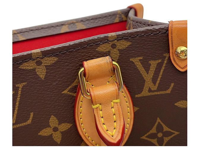 Borsa Louis Vuitton Monogram Sac Plat BB M46265 Marrone Rosso - vista 9