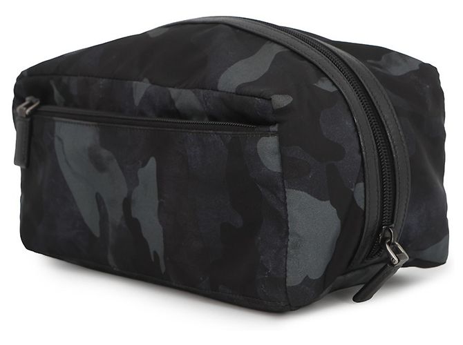 Pochette a mano in nylon nero e pelle Prada - vista 2