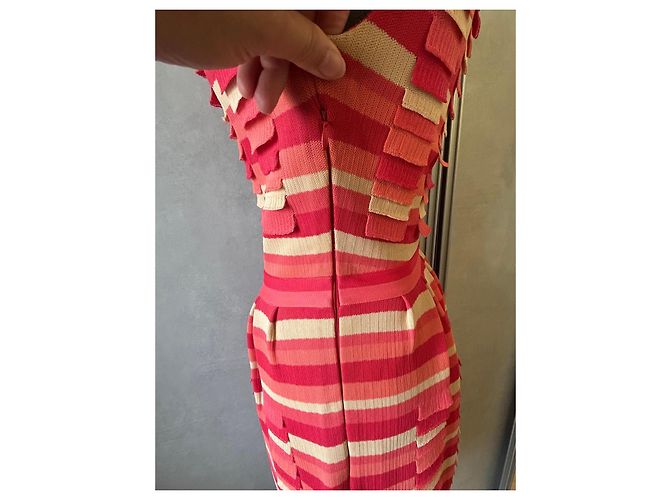 Christian Dior Gestreiftes Sommerkleid - Runway 2012 Pink Rot Beige - Ansicht 7